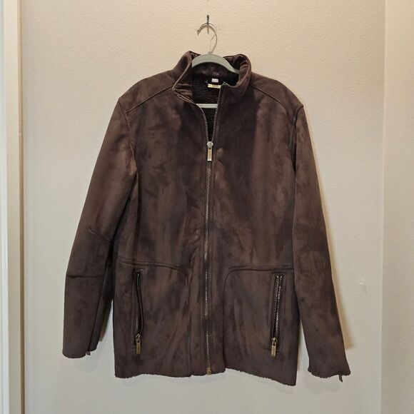 Kenneth Cole Men's Faux Suede Brown Jacket Size Large - Picture 1 of 11